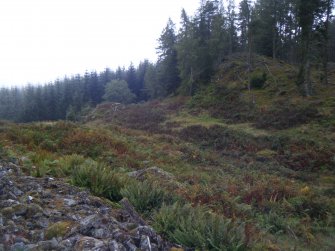 View towards east end of ditch, photograph of Caisteal Mac Tuathal, from a topographic archaeological survey at five Pictish Forts in the Highlands