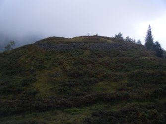 Fort seen from high ground to the south of ditch, photograph of Caisteal Mac Tuathal, from a topographic archaeological survey at five Pictish Forts in the Highlands