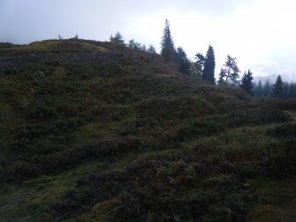 View towards east half of ditch, photograph of Caisteal Mac Tuathal, from a topographic archaeological survey at five Pictish Forts in the Highlands