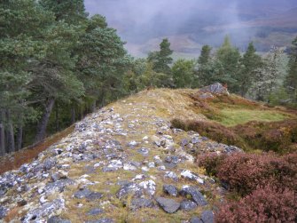 View along west rampart, photograph of Dun da Lamh, from a topographic archaeological survey at five Pictish Forts in the Highlands