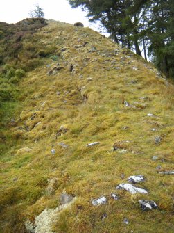 View along west rampart seen from north west corner of fort, photograph of Dun da Lamh, from a topographic archaeological survey at five Pictish Forts in the Highlands