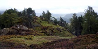 Panoramic view of fort interior, photograph of Dun da Lamh, from a topographic archaeological survey at five Pictish Forts in the Highlands