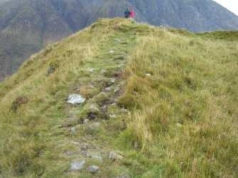 Small area of slight erosion on north rampart, photograph of Dun Deardail, from a topographic archaeological survey at five Pictish Forts in the Highlands