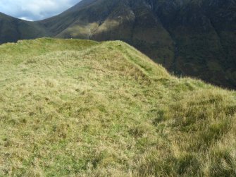 View along inside of south rampart, photograph of Dun Deardail, from a topographic archaeological survey at five Pictish Forts in the Highlands