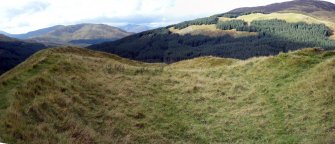 Panoramic view of fort interior from the north east, photograph of Dun Deardail, from a topographic archaeological survey at five Pictish Forts in the Highlands