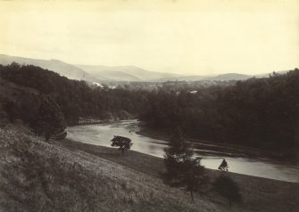 View of River Tweed, with distant view of Peebles