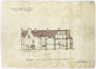Drawing of section showing proposed additions and alterations to Leithen Lodge.