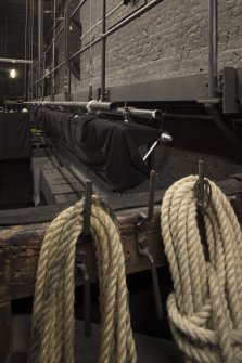 2nd floor. South fly floor. Detail of ropes and cleats.