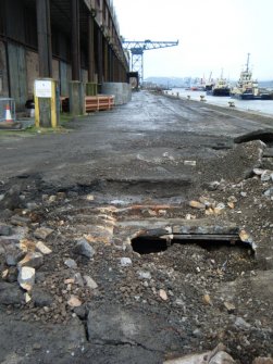 Detail of the service culvert, during archaeological monitoring at James Warr Dock, Greenock