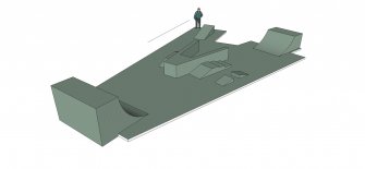 Event 1. 3d visualisation of Vennie Skate-park from survey rendered through SketchUp