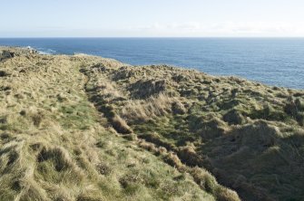 Buildings on promontory to east of castle, view from west