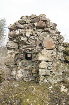 Curtain wall to north west of castle , detail of section of wall with bar slot