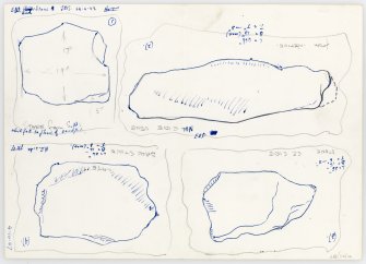 Pencil and ink sketches of cist stone elevations, annotated 'JHM [J Harrison Maxwell] 24/4/49' and '4-10-47'.