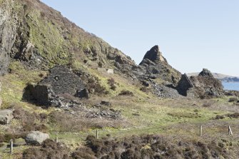 The Boiler House (NM71NW 133) and the Engine House (NM71NW 141) to north view from north west. Concrete cistern visible (NM71NW 134)