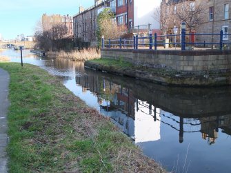 View of Union Canal, Edinburgh, from north-west, with Viewforth and Bridge No 1 in background