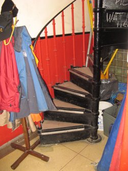 Main Pavilion. Interior. Spiral Cast-Iron Staircase from Ground Floor.