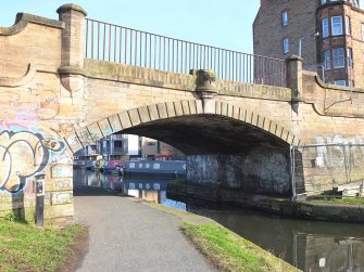 View of Bridge No 1, Union Canal, Viewforth, Edinburgh, from west on towpath