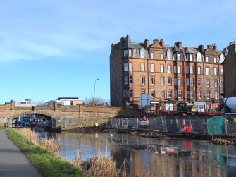 View of Bridge No 1 and Union Canal, Viewforth, Edinburgh, from west