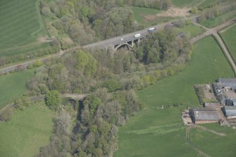 Oblique aerial view of Canderside Bridge and Cander Bridge, looking NW.