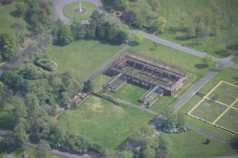 Oblique aerial view of the Winter Gardens glasshouse, looking ENE.