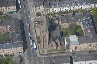 Oblique aerial view of St Mary's Episcopal Church, looking WNW.