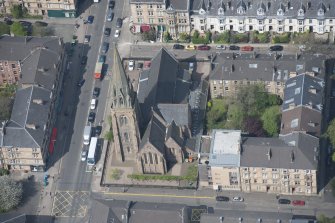Oblique aerial view of St Mary's Episcopal Church, looking W.