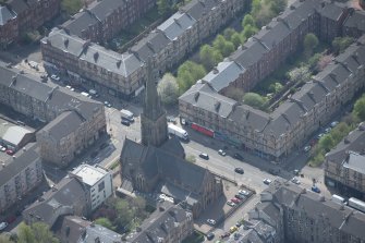Oblique aerial view of St Mary's Episcopal Church, looking S.
