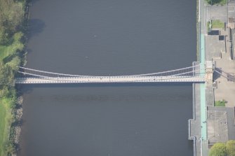 Oblique aerial view of South Portland Suspension Bridge, looking WNW.
