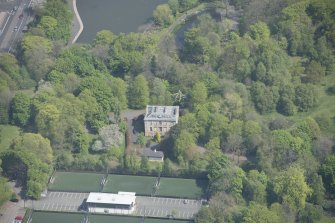 Oblique aerial view of Camphill House, looking NNE.