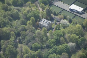 Oblique aerial view of Camphill House, looking S.