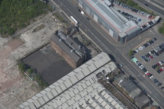 Oblique aerial view of Scotland Street Primary School, looking NW.