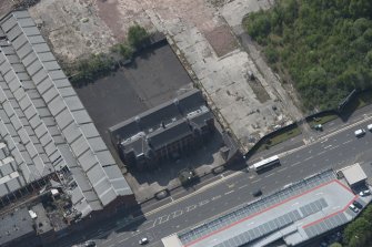 Oblique aerial view of Scotland Street Primary School, looking SW.