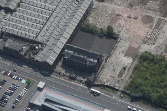 Oblique aerial view of Scotland Street Primary School, looking SSE.