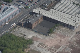 Oblique aerial view of Scotland Street Primary School, looking NE.
