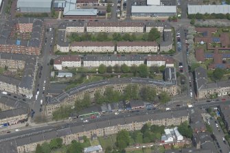 Oblique aerial view of Walmer Crescent, looking N.