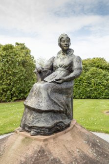 View of statue of Elizabeth Crichton outside the church.