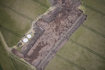 Oblique aerial view during excavation.