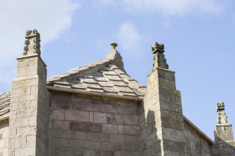 Detail of finials at east end of church.