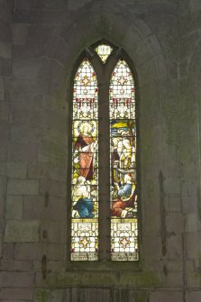 Chancel. Detail of stained glass window.