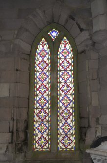 Chancel. Detail of stained glass window.