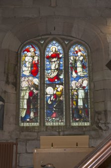 Chancel. Detail of stained glass window.