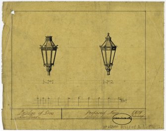 Drawing of proposed lampost heads on the Bridge of Dee, Aberdeen