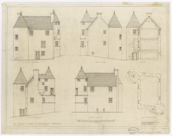 Elevations and floor plan of The Wallace Tower, Aberdeen