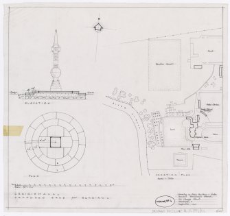 Location plan and plan for proposed base for sundial, Craigiehall