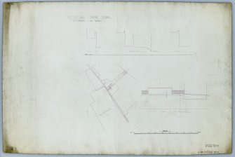 Drawing of the Flodden Wall at the Pleasance beside the City Hospital showing a block plan, elevation of wall towards Pleasance, cross-sections A-B, C-D, E-F.
Insc. 'Old City Wall adjoining Pleasance. (City Hospital East Boundary) Public Works Office - City Chambers, Edinburgh. 4th November, 1901.'