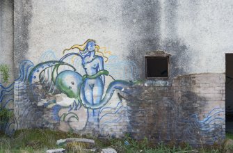 View of graffiti art on laundry block, taken from the north.