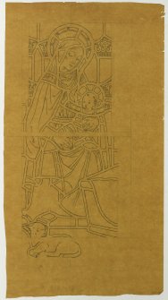 Tracing design for Madonna and Child stained glass window
