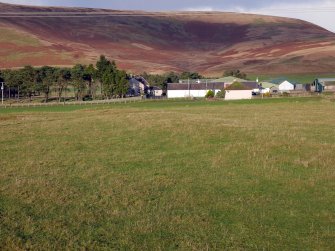 View of Roman road, showing as swelling in pasture field, taken from south-east.