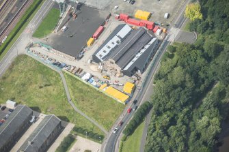 Oblique aerial view during construction.