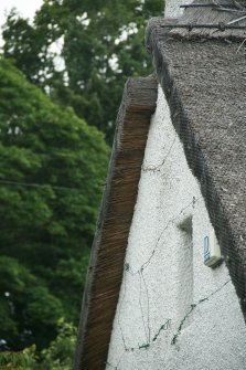 Detail of  thatching at gable end; 1 and 3 Main Street, Glamis.